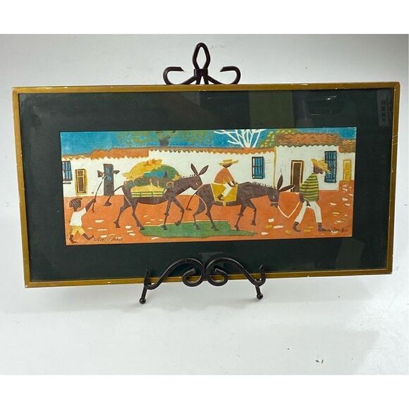 Vintage Village Life Donkeys Signed & Numbered Framed Print Limited Edition C169 - Picture 1 of 6